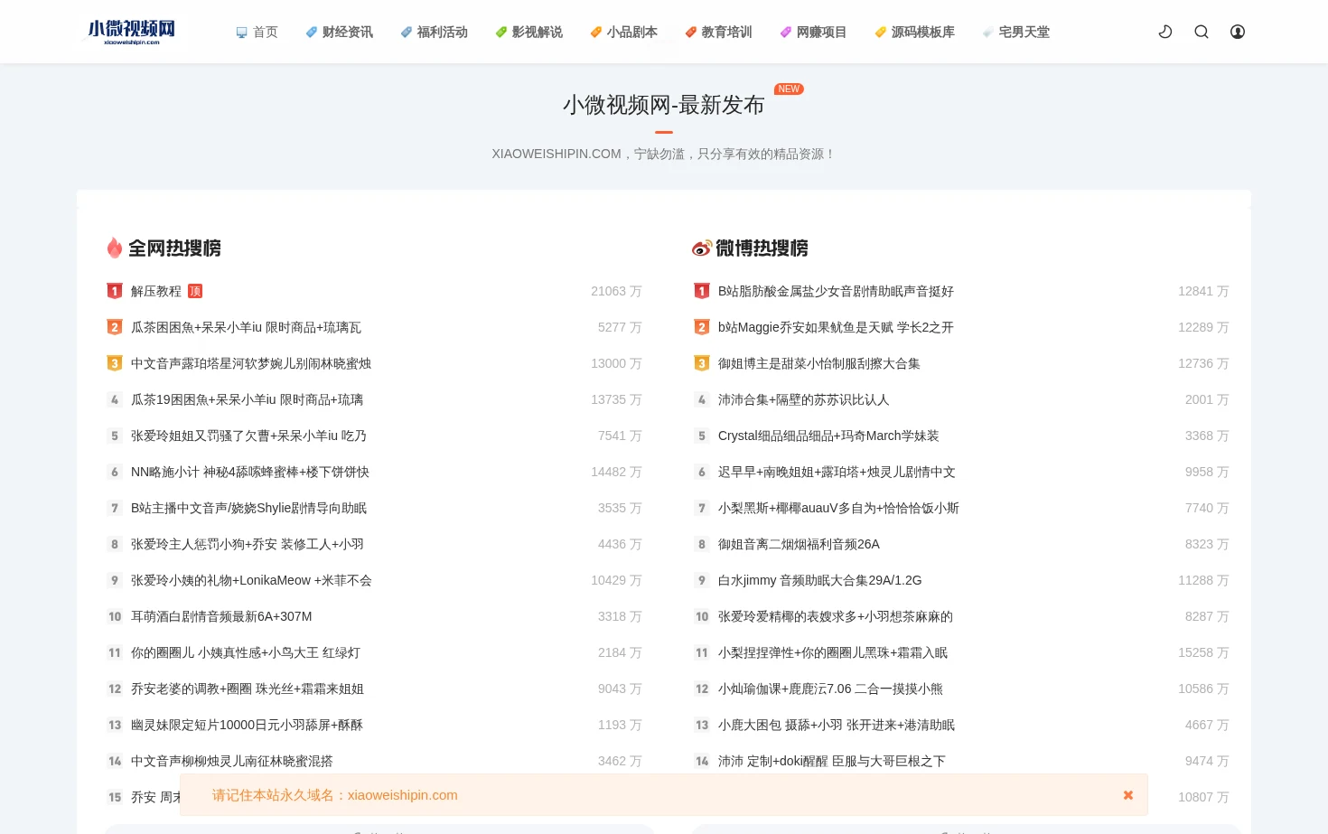 小微视频网 页面快照